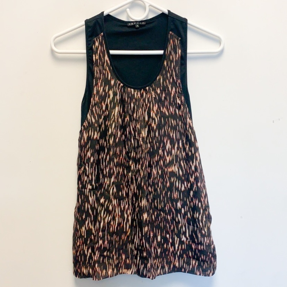 Theory silk combo printed tank